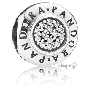 EUC Pandora 791414CZ Sterling Silver Pandora Signature Charm w/ Clear Zirconia
